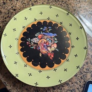 Tracy Porter Home Collection Decorative Plate Hand Painted Bird in Nest/ Fruit